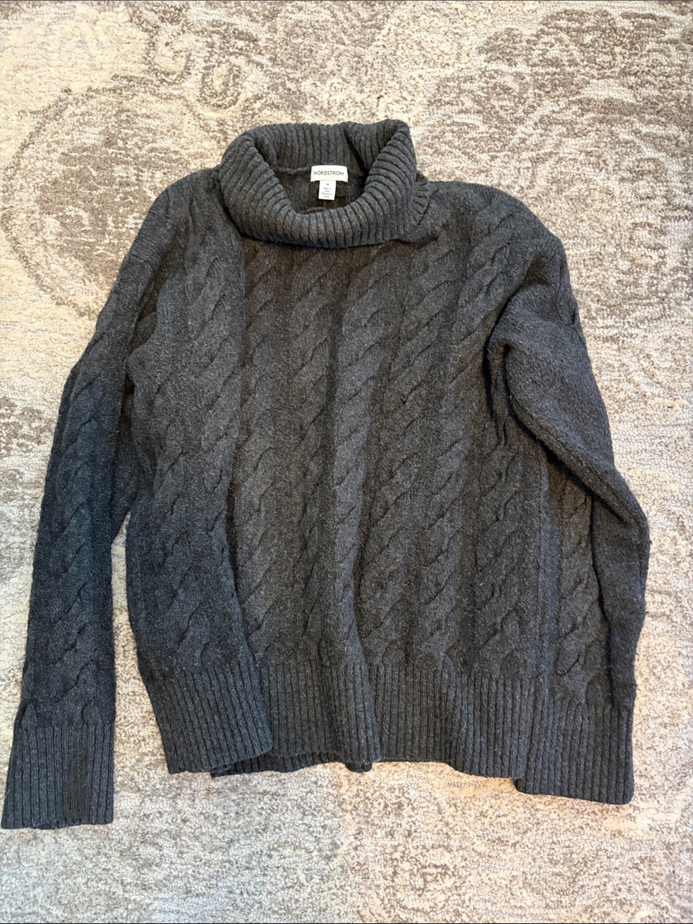 Madewell Men's Dark Charcoal Cable Turtleneck Sweater